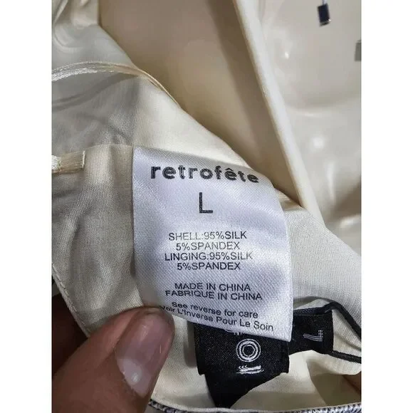 Retrofête Blue Romano Denim Halter Neck Duncan Cropped Top Size Large - Picture 2 of 5